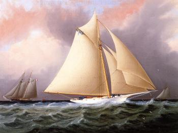 James E Buttersworth : Yacht under Full Sail